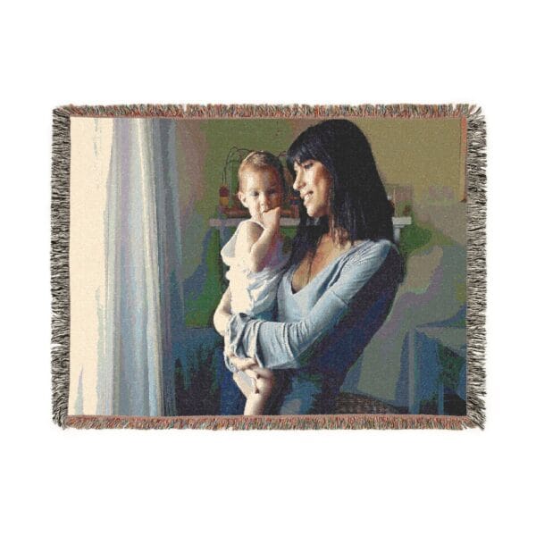 Vintage Style Woven Memorial Blanket 80in x 60in - Horizontal