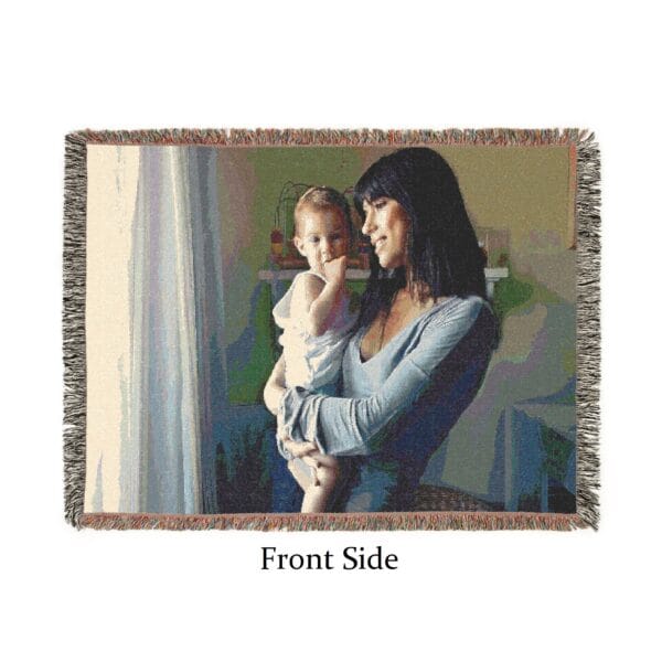 Vintage Style Woven Memorial Blanket 80in x 60in - Horizontal - Image 2
