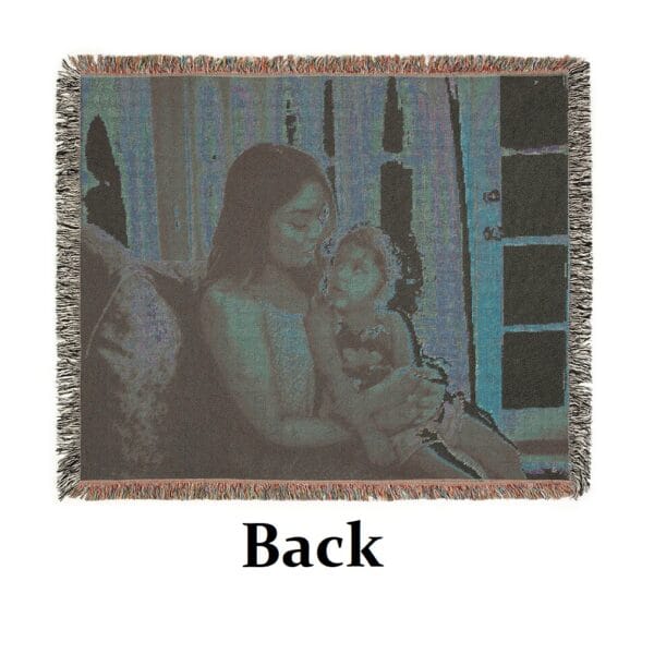 Vintage Style Woven Memorial Blanket 60in x 50in - Horizontal - Image 3