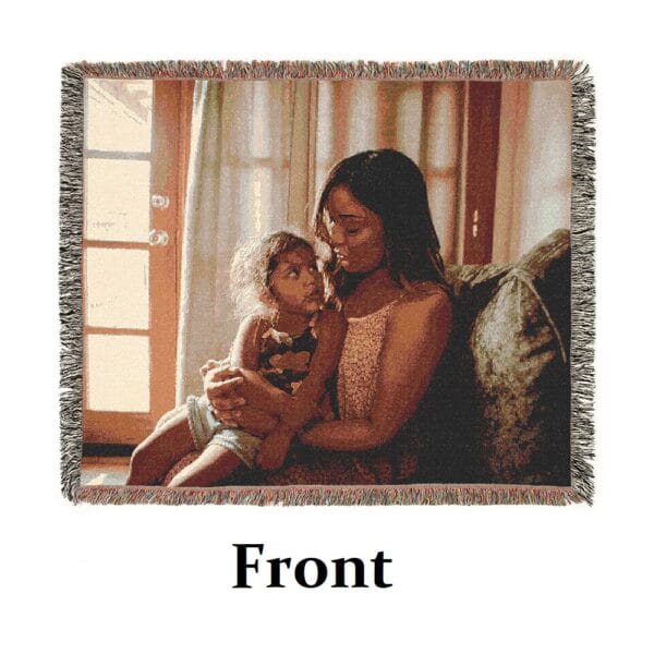 Vintage Style Woven Memorial Blanket 60in x 50in - Horizontal - Image 2