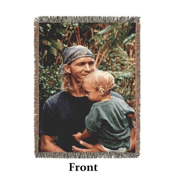 Vintage Style Woven Memorial Blanket 60in x 80in - Vertical - Image 2